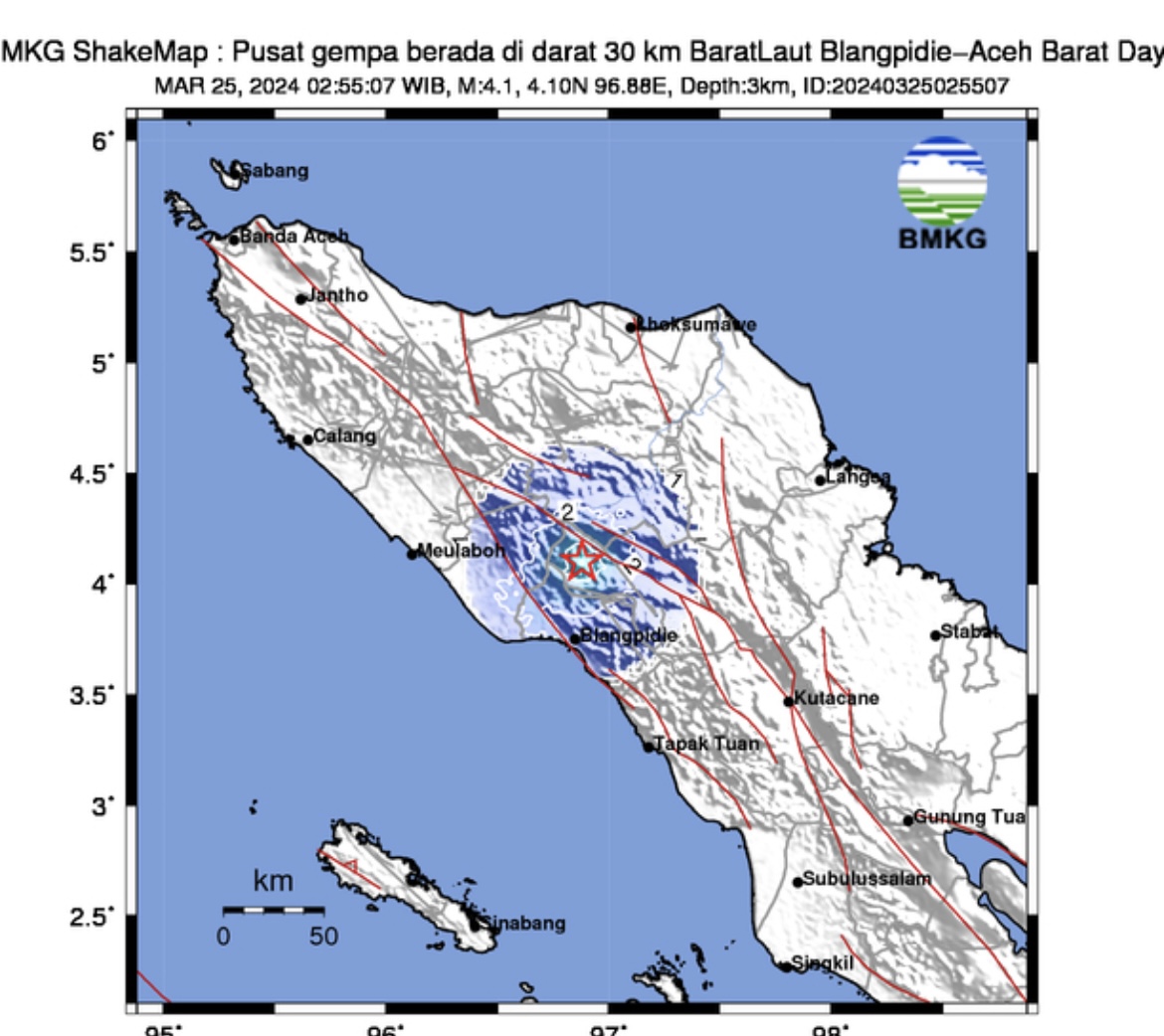 Titik lokasi gempa. (Foto/BMKG)