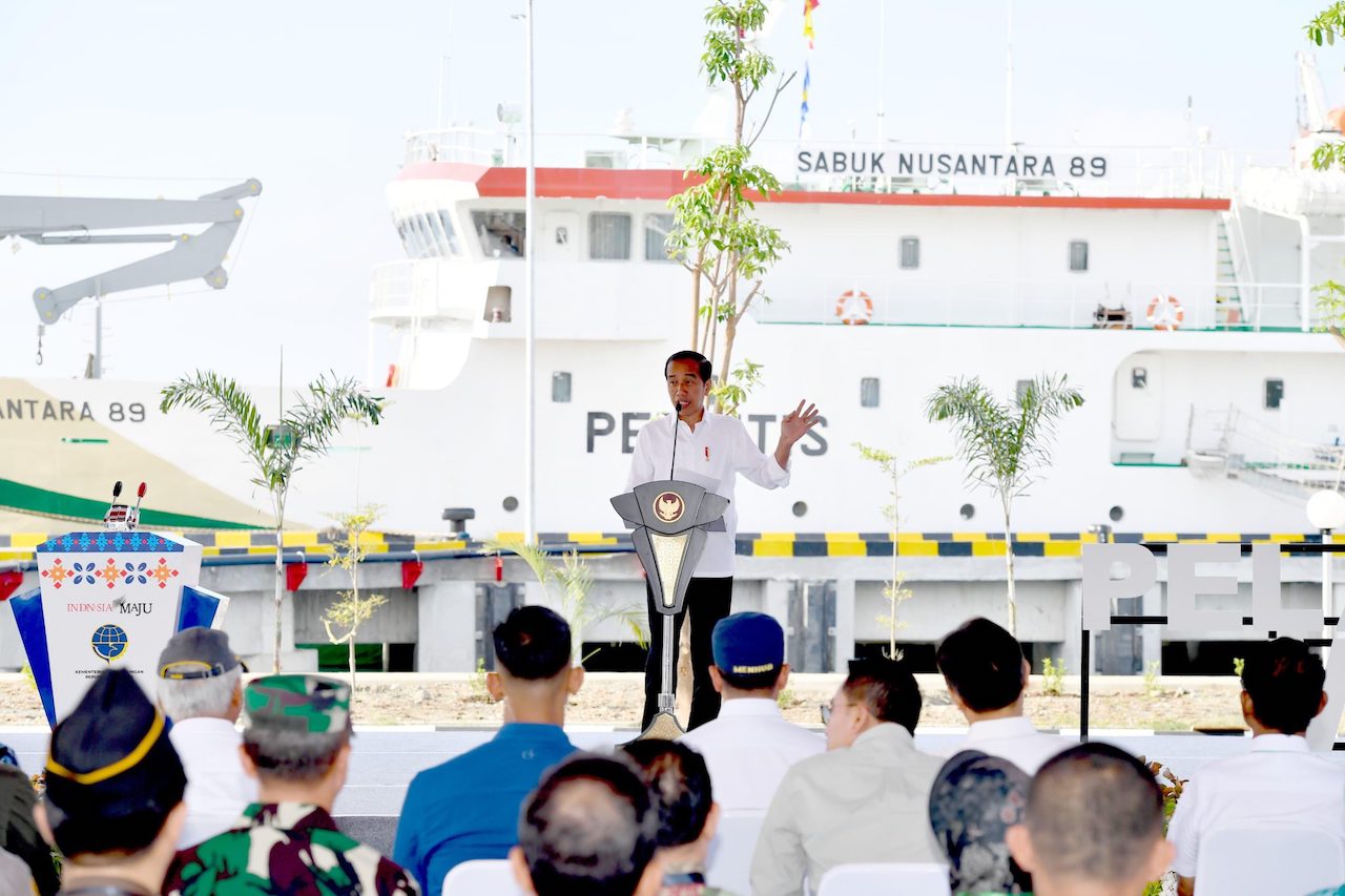 Presiden Jokowi saat meresmikan Pelabuhan Wani dan Pelabuhan Pantoloan. (Foto/Setkab)