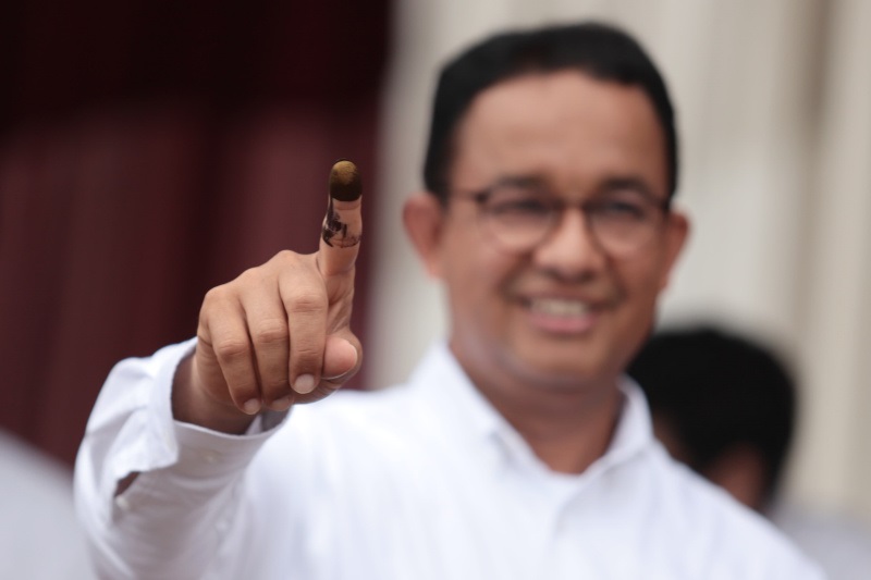 Anies Baswedan usai pemilihan (Foto/Sinpo)