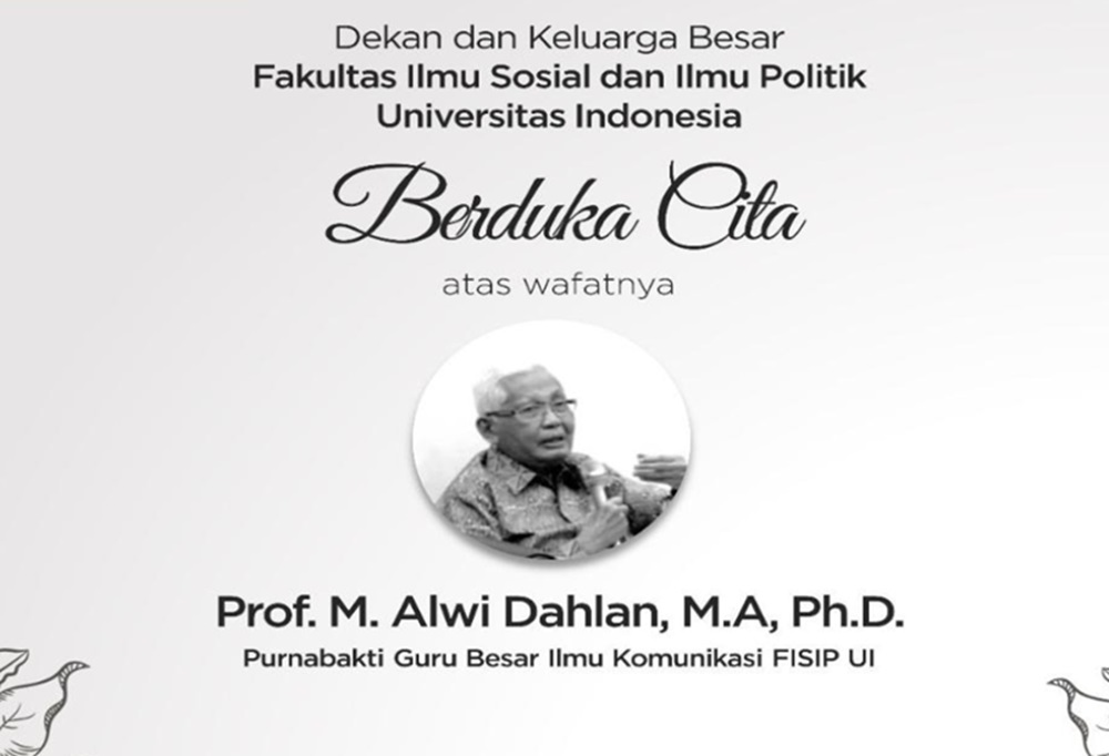 Prof Alwi Dahlan meninggal dunia (Foto/UI)