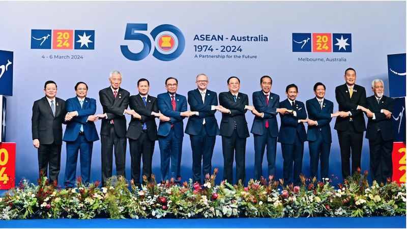 Presiden Joko Widodo menghadiri resepsi dalam rangka Konferensi Tingkat Tinggi (KTT) Khusus ASEAN-Australia di Melbourne Convention and Exhibition Cente.  (Foto/BPMI Setpres/Laily Rachev)