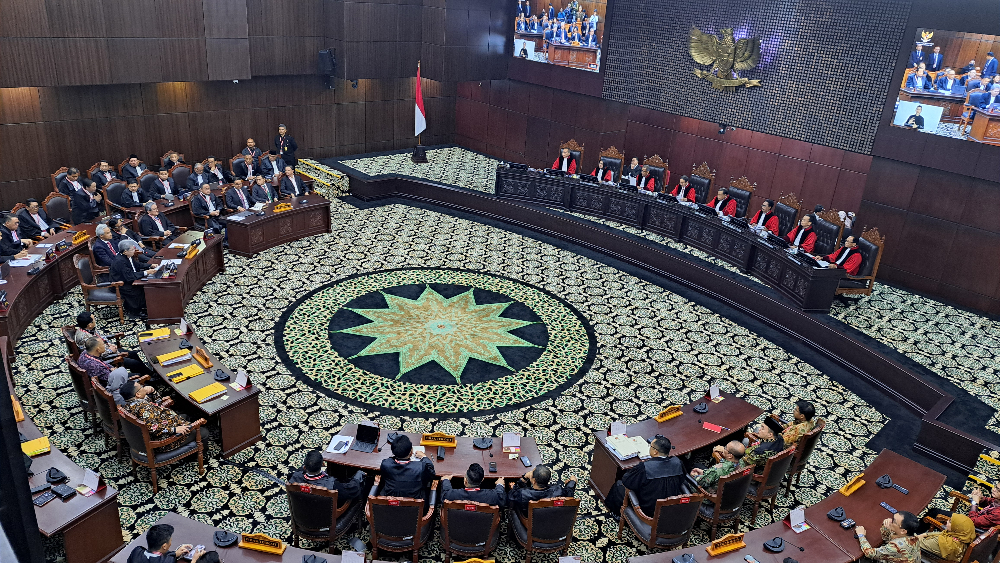 Suasana MK saat pembacaan putusan hasil sengketa Pilpres 2024. (Foto/Lidya)