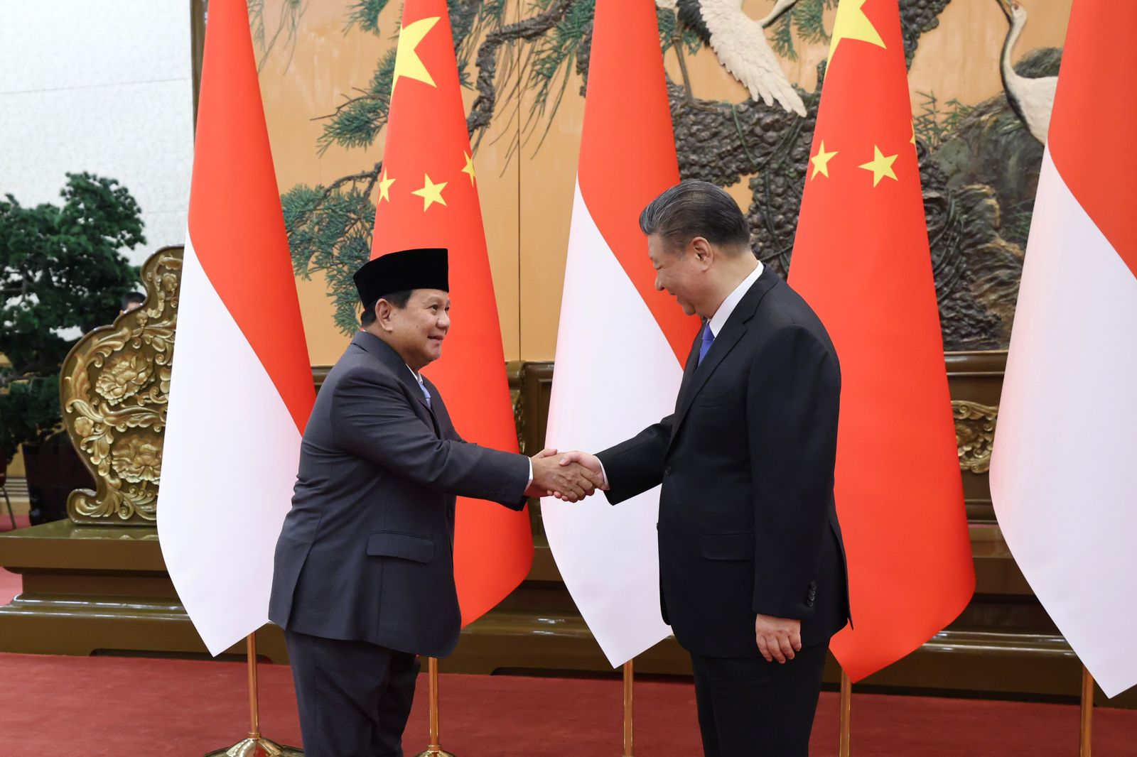 Menhan Prabowo Subianto saat bertemu dengan Presiden Republik Rakyat Tiongkok (RRT) Xi Jinping. (Foto/Kemenhan).