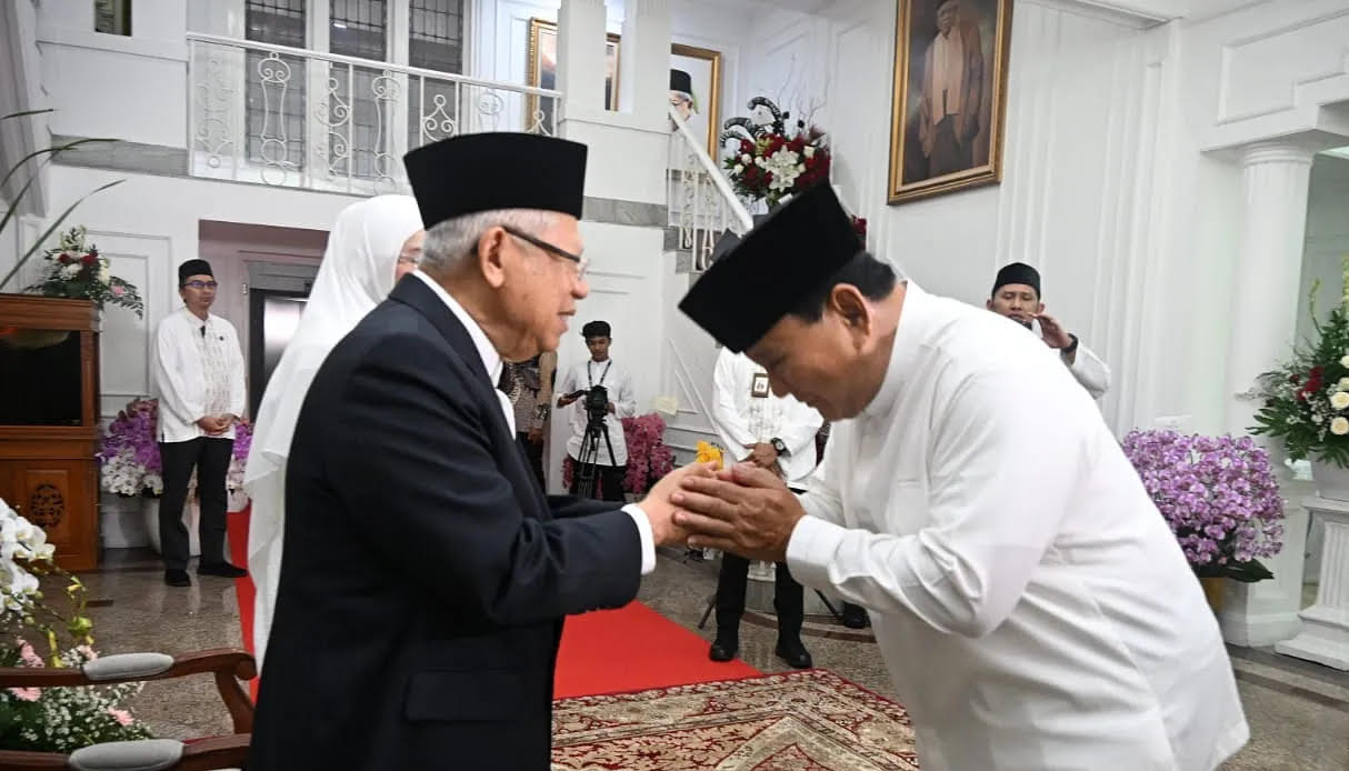 Presiden Terpilih Indonesia Prabowo Subianto berlebaran dengan Wapres Ma'ruf Amin. (Foto: Dokumentasi Setwapres)