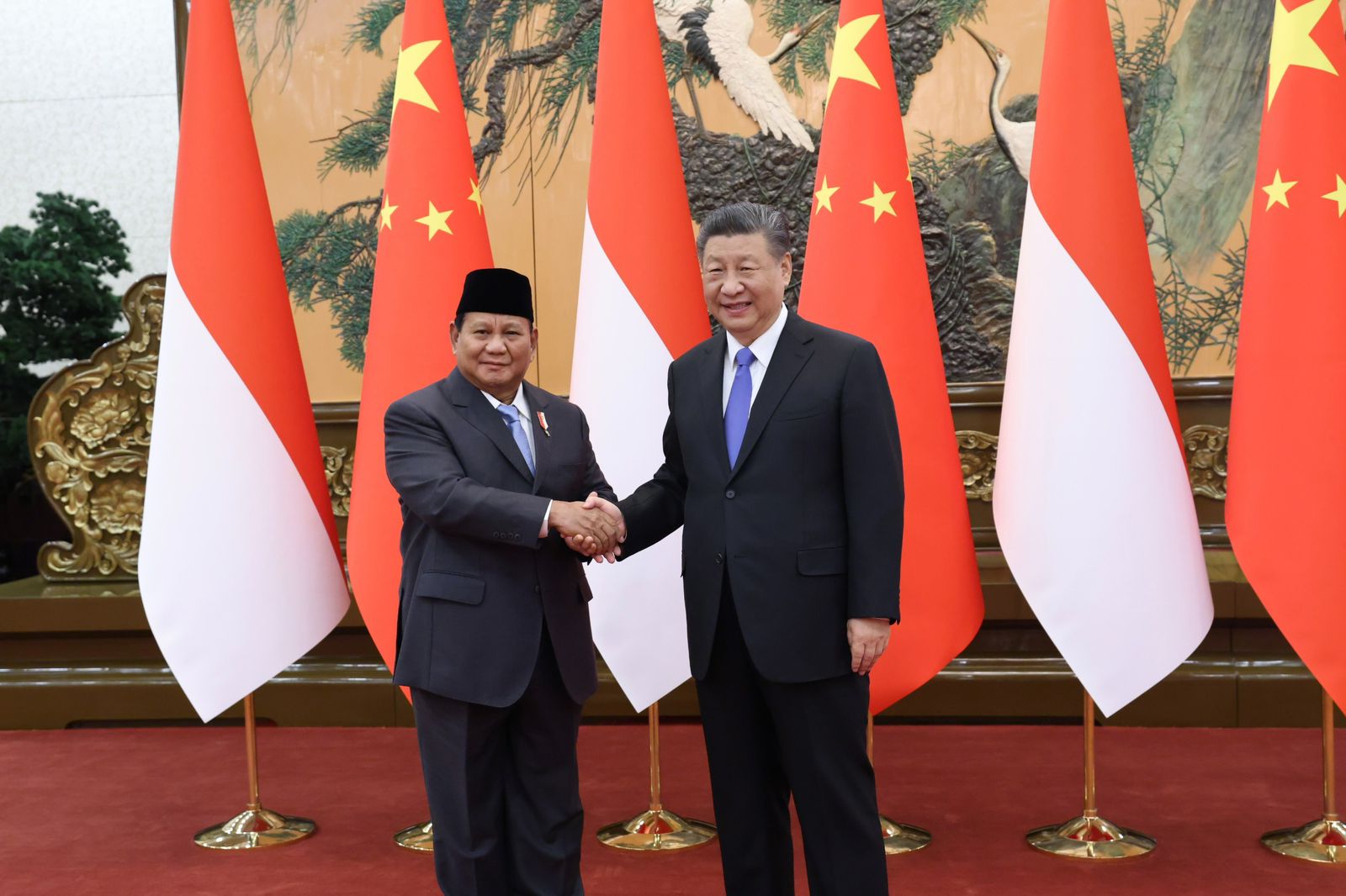 Menhan Prabowo Subianto saat bertemu dengan Presiden Republik Rakyat Tiongkok (RRT) Xi Jinping. (Foto/Kemenhan).