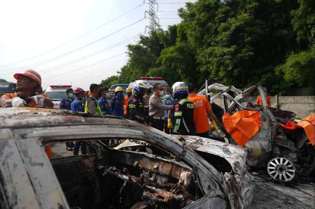 Kecelakaan lalu lintas di Tol Jakarta-Cikampek KM 58. (Foto/Kakorlantas)