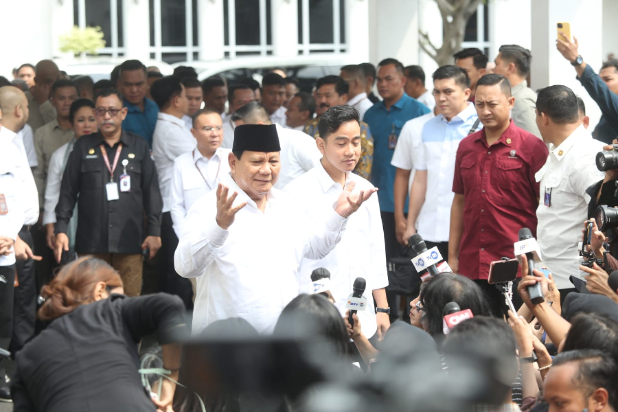 rabowo Subianto danGibran Rakabuming Raka jelang penetapan presiden dan wakil presiden terpilih. (Foto/Oke Atmaja)