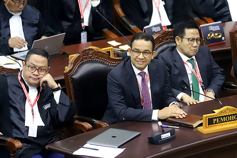 Anies Baswedan saat hadiri sidang gugatan di MK. (BeritaNasional/Elvis).