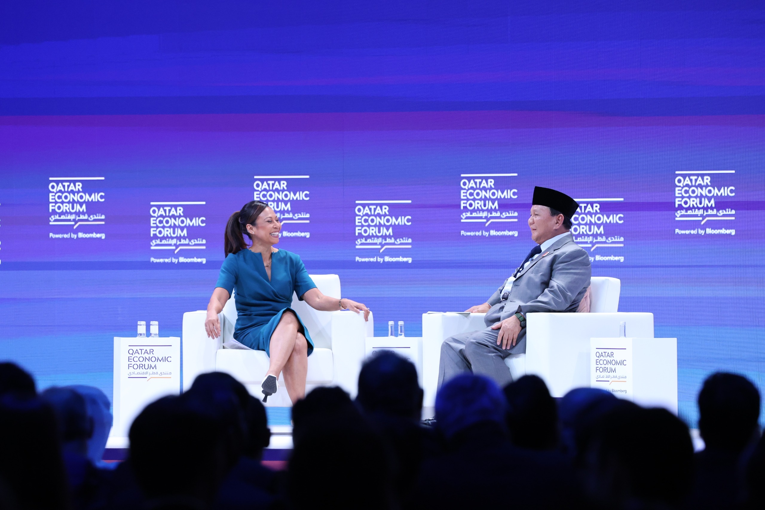 Presiden terpilih Prabowo Subianto pada acara Forum Ekonomi Qatar di Doha, Qatar. (Foto/Tim Prabowo)