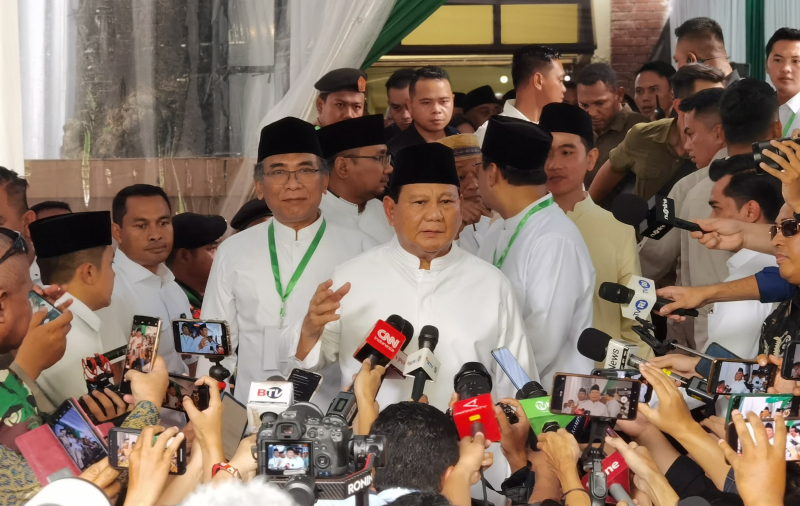 Presiden terpilih Prabowo Subianto menghadiri acara Jalal Bihalal PBNU. (BeritaNasional/Elvis Sendouw)
