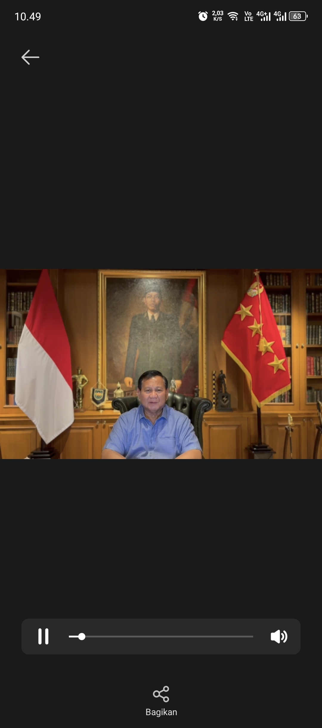 Momen Prabowo saat ucapkan selamat Hari Buruh. (Foto/Doc. Tim media Prabowo)