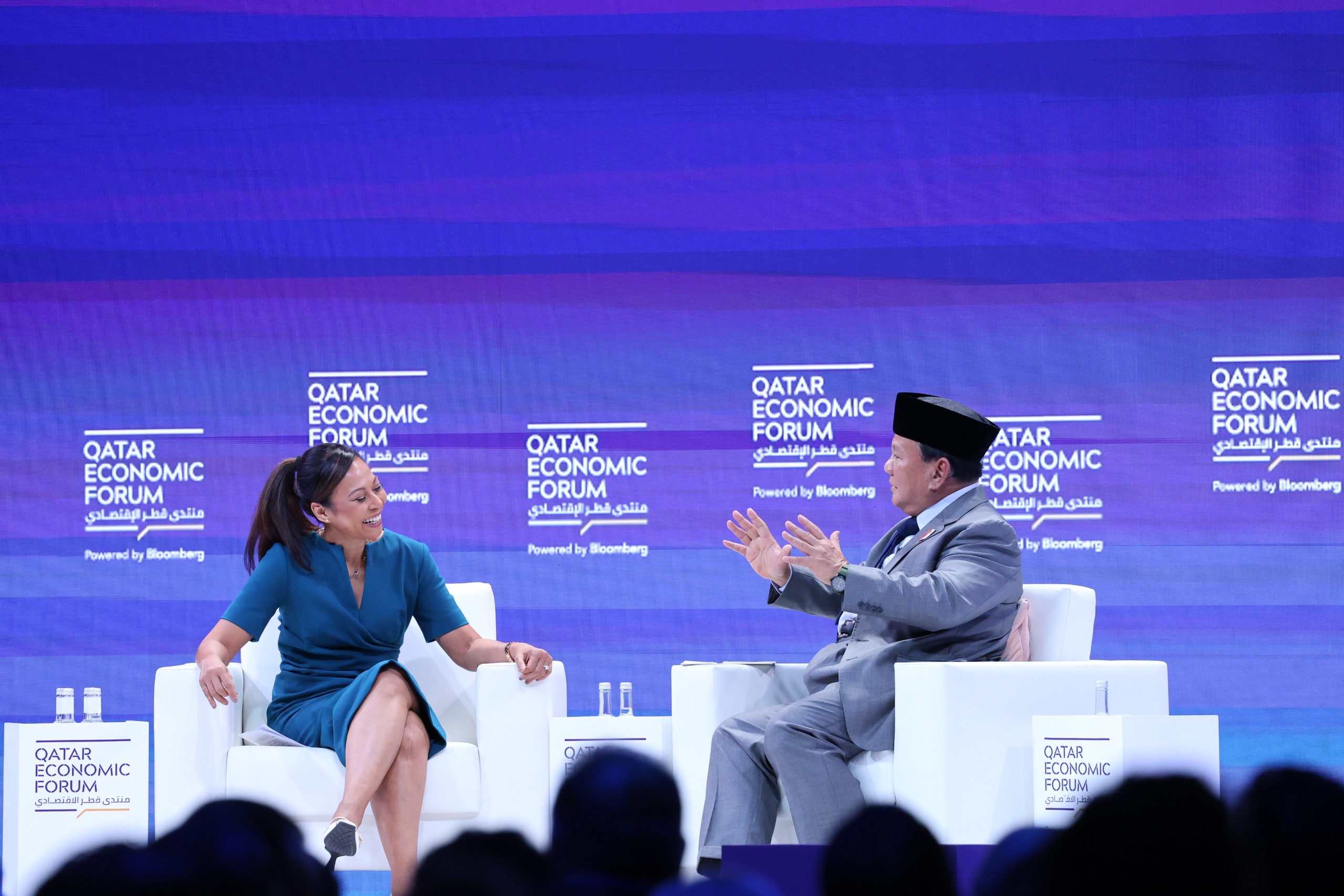 Presiden terpilih Prabowo Subianto pada acara Forum Ekonomi Qatar di Doha, Qatar. (Foto/Tim Prabowo).