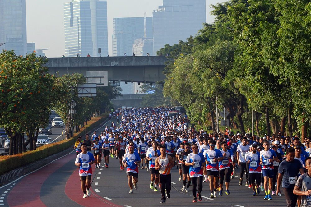 15 ribu peserta baik lokal maupun mancanegara ikut Jakarta Marathon. (BeritaNasional/Elvis Sendouw)