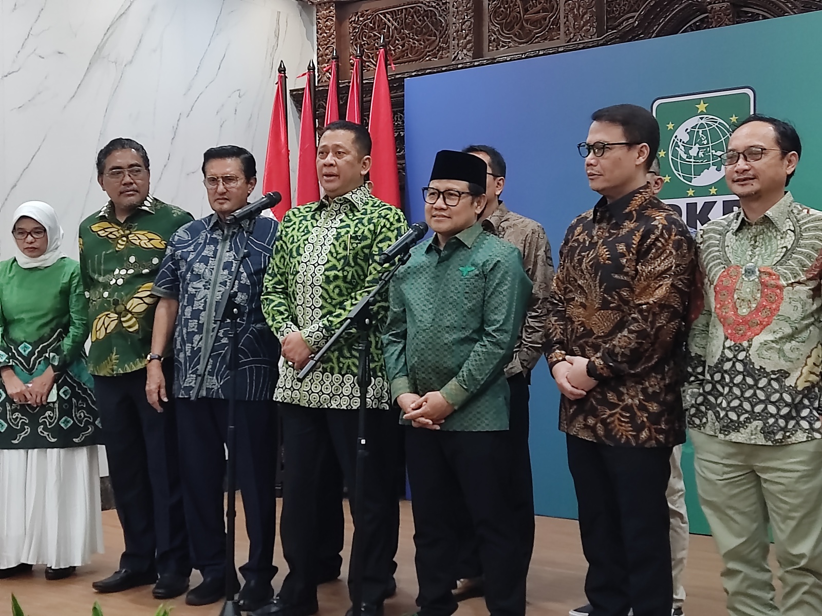 Ketua MPR RI Bambang Soesatyo usai silaturahmi kebangsaan dengan Ketua Umum PKB Muhaimin Iskandar di Kantor DPP PKB. (BeritaNasional/Ahda Bayhaqi).