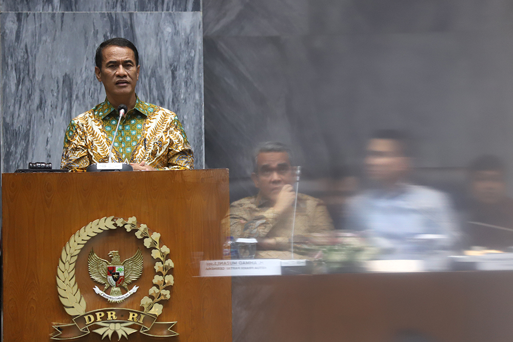 Fraksi Gerindra DPR gelar seminar yang bertajuk "Strategi Mewujudkan Swasembada Pangan Menuju Indonesia Emas 2045". (BeritaNasional/Elvis Sendouw)