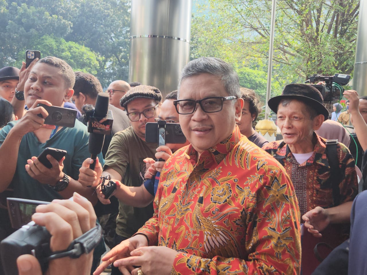 Sekjen PDIP Hasto Kristiyanto setelah diperiksa oleh KPK. (BeritaNasional/Panji Septo)
