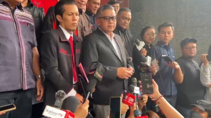 Sekjen PDIP Hasto Kristiyanto di Polda Metro Jaya. (BeritaNasional/Mufit).