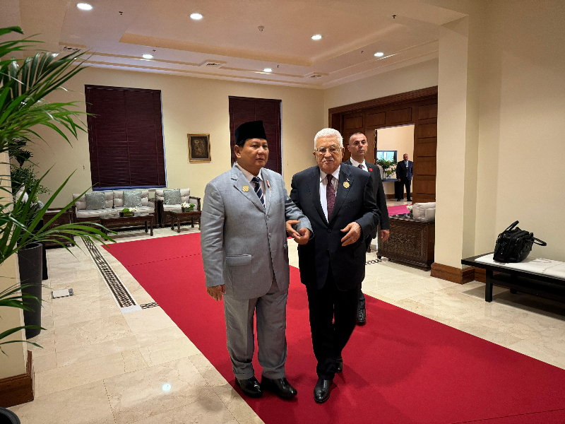 Momen pertemuan Prabowo Subianto dan Mahmoud Abbas. (Foto/Tim Media Prabowo)