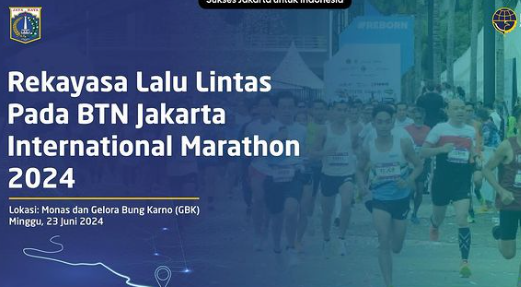 Rekayasa lalu lintas saat Jakarta International Marathon 2024 besok. (Foto/Instagram Dishub DKI)
