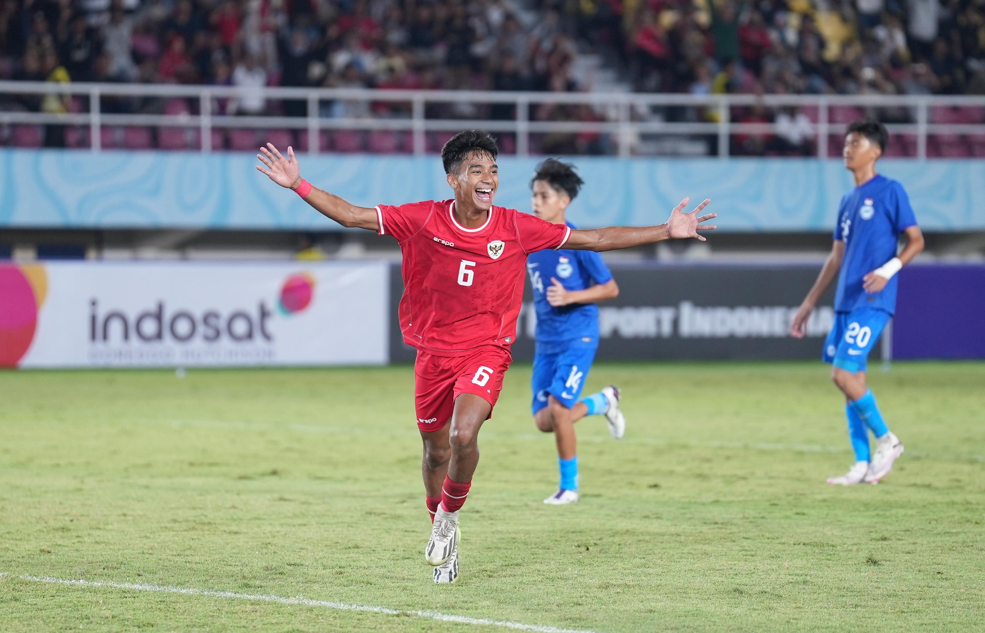 Pemain Timnas Indonesia melakukan selebrasi usai mencetak gol. (Foto/PSSI).