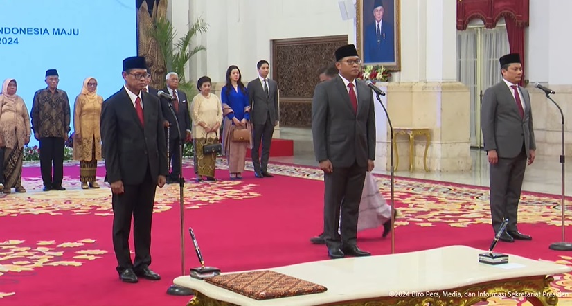 Tiga Wamen dilantik oleh Presiden Jokowi di Istana. (Foto/YouTube Sekretariat Presiden).