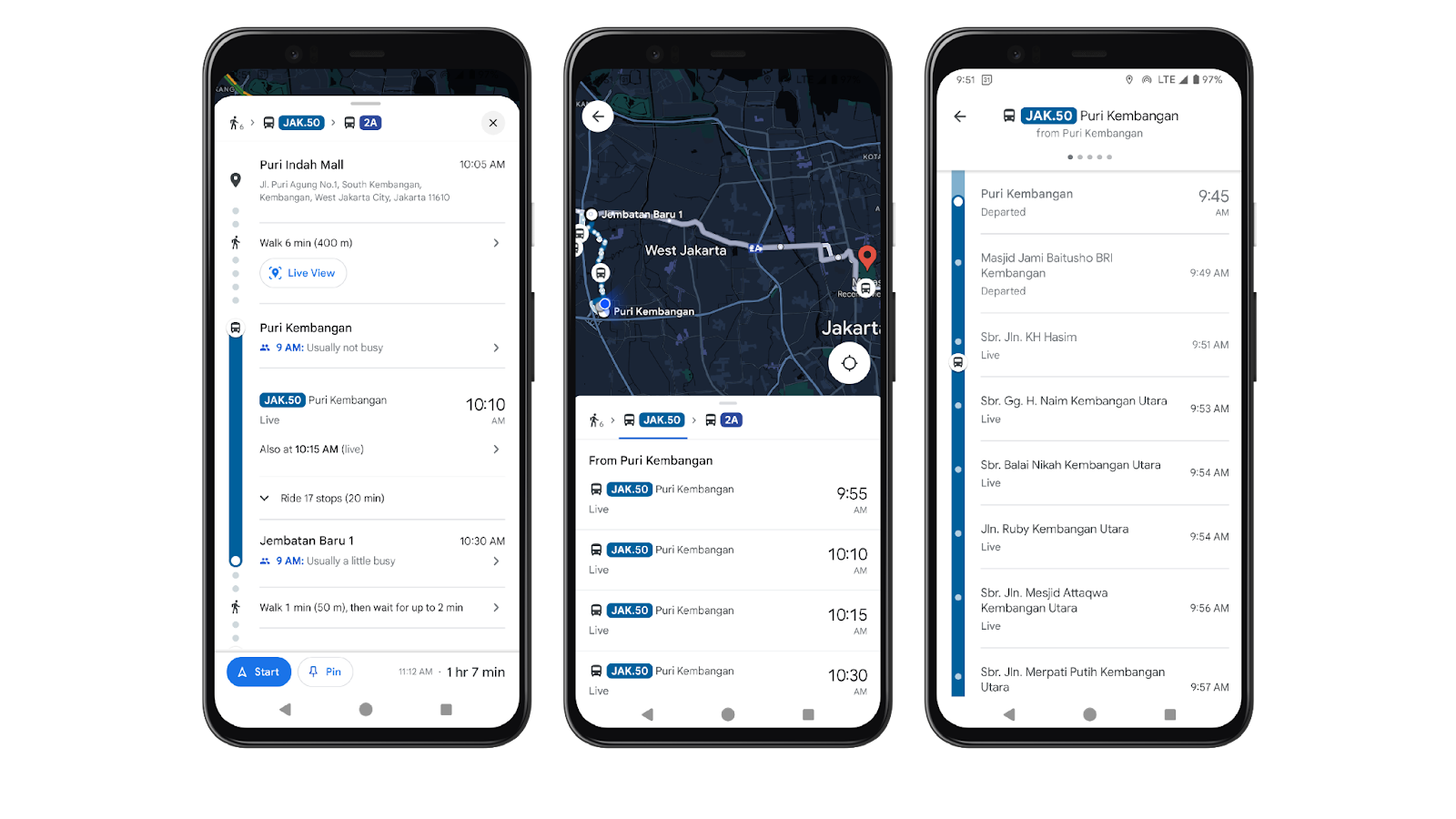 Informasi Real-Time Transjakarta kini tersedia di Google Maps. (Foto/Google Indonesia)