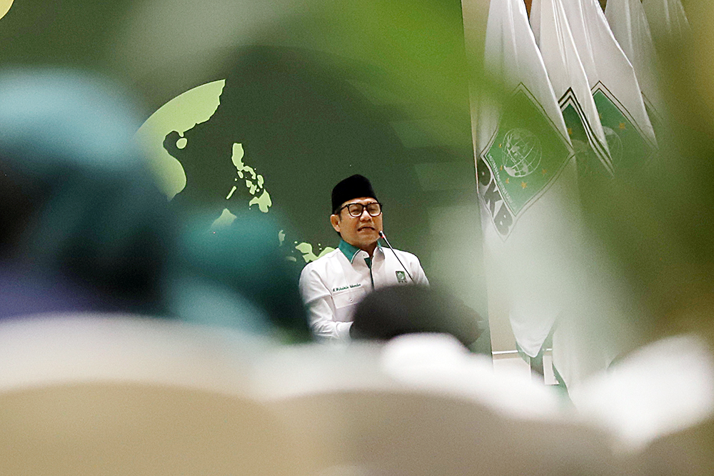 Ketum PKB Muhaimin Iskandar saat Musyawarah Kerja Nasional (Mukernas) PKB dan Harlah PKB ke 26. (BeritaNasional/Elvis Sendouw)