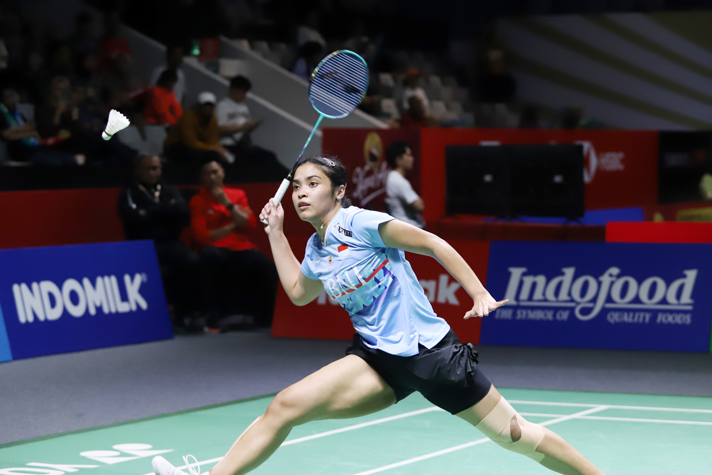 Pebulu tangkis tunggal putri Indonesia Gregoria Mariska saat bertanding di Indonesia Open. (BeritaNasional/Oke Atmaja)