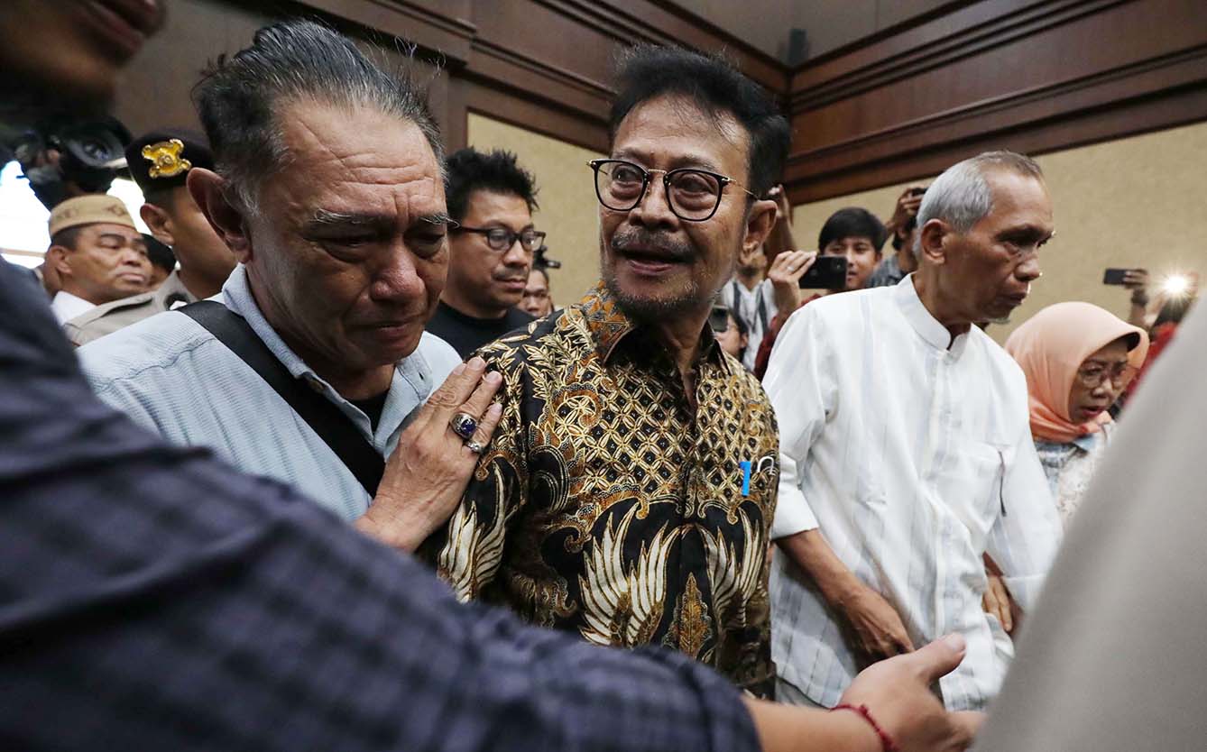 Terdakwa pemerasan dan gratifikasi di Kementan Syahrul Yasin Limpo menjalani sidang pembacaan tuntutan di Pengadilan Tipikor, Jakarta, Jumat (28/6/2024).(BeritaNasional.com/Oke Atmaja)