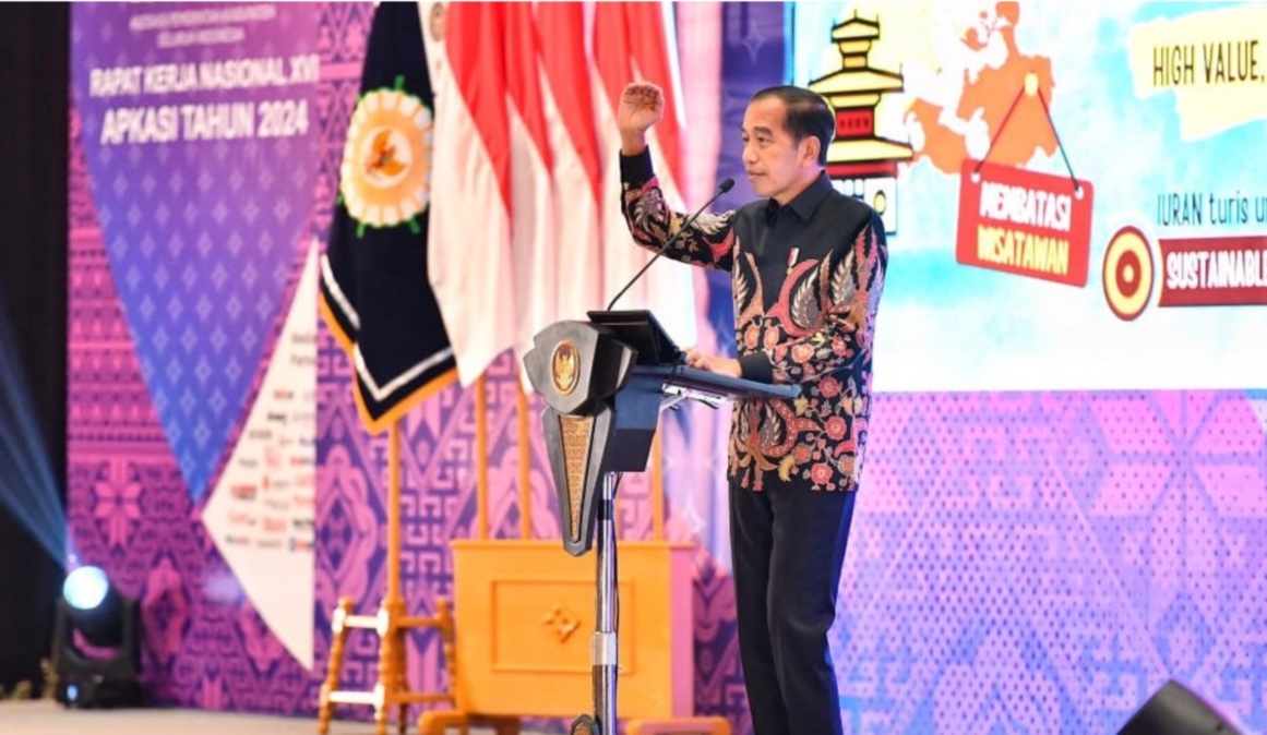 Presiden Jokowi saat menghadiri Rakernas Apkasi. (Foto/BPMI).