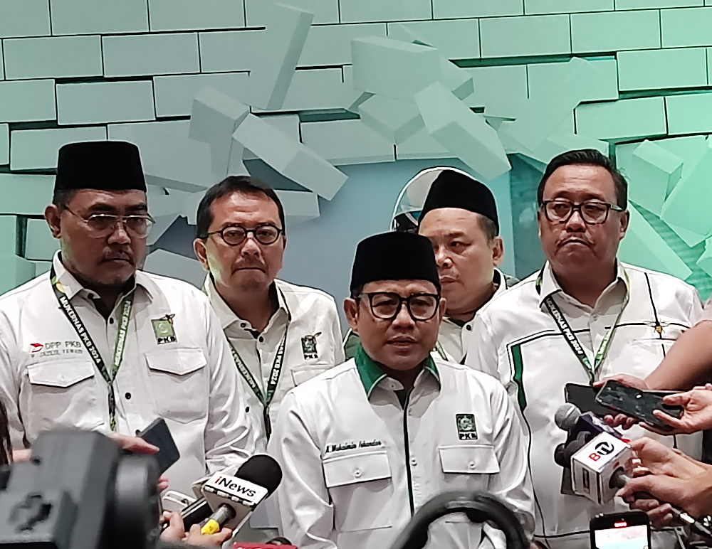 Ketum PKB Muhaimin Iskandar saat Mukernas PKB di Jakarta Convention Center (JCC), Jakarta, Selasa (23/7/2024). (BeritaNasional/Ahda)