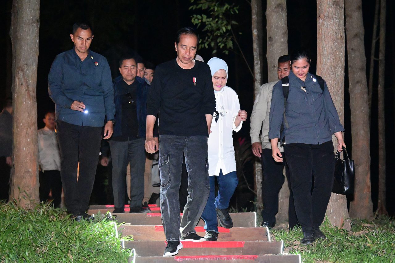 Presiden Jokowi saat meninjau di IKN. (Foto/BPMI).