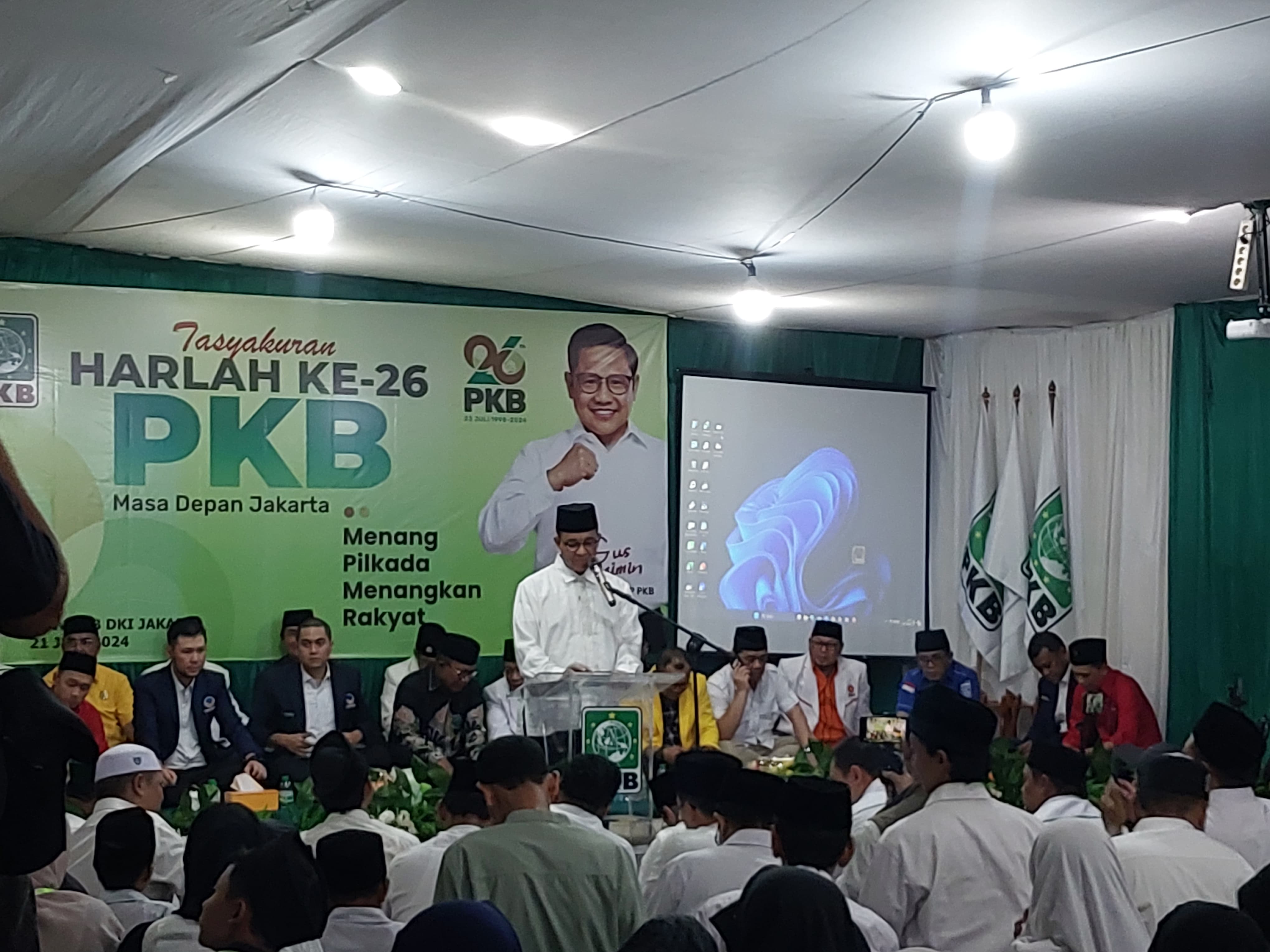 Anies Baswedan saat menghadiri Harlah Ke-26 PKB di Jakarta. (BeritaNasional/Ahda Bayhaqi)