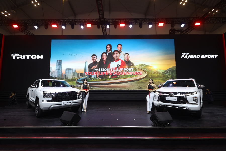 Mitsubishi  All-New Triton dan New Pajero Sport diperkenalkan di  GIIAS 2024. (Foto/MMKSI)