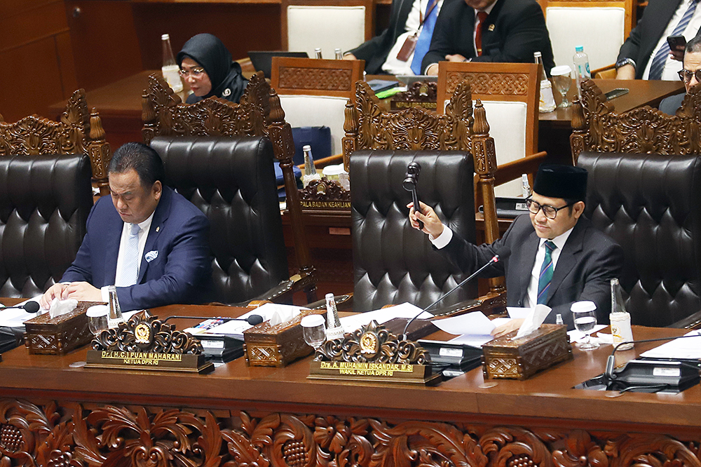 Wakil Ketua DPR RI Muhaimin Iskandar saat pengesahan pembentukan pansus angket pengawasan haji 2024 di Gedung DPR. (BeritaNasional/Elvis Sendouw)