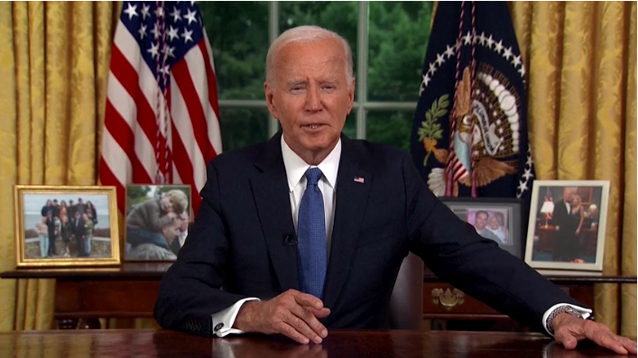 Pidato terakhir Joe Biden pasca mundur dari pencalonan Presiden AS. (BeritaNasional/Tangkapan Layar)