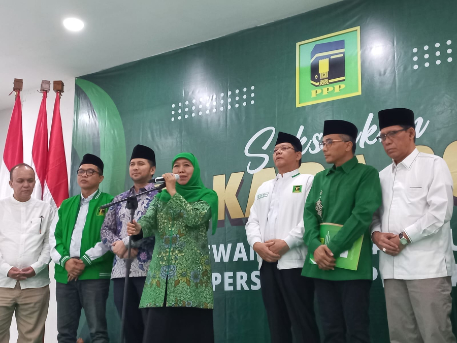 Khofifah dan Emil Dardak dapat dukungan resmi dari PPP untuk Pilkada Jatim 2024. (BeritaNasional/Lydia Fransisca)