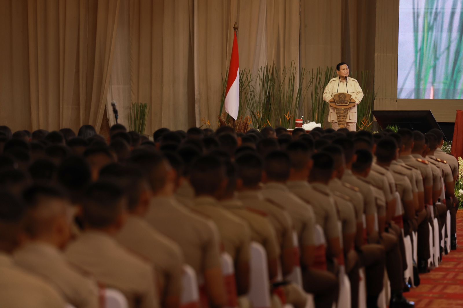 Menteri Pertahanan Prabowo Subianto memberikan pembekalan kepada 906 calon perwira remaja TNI-Polri. (Foto/Tim Prabowo).