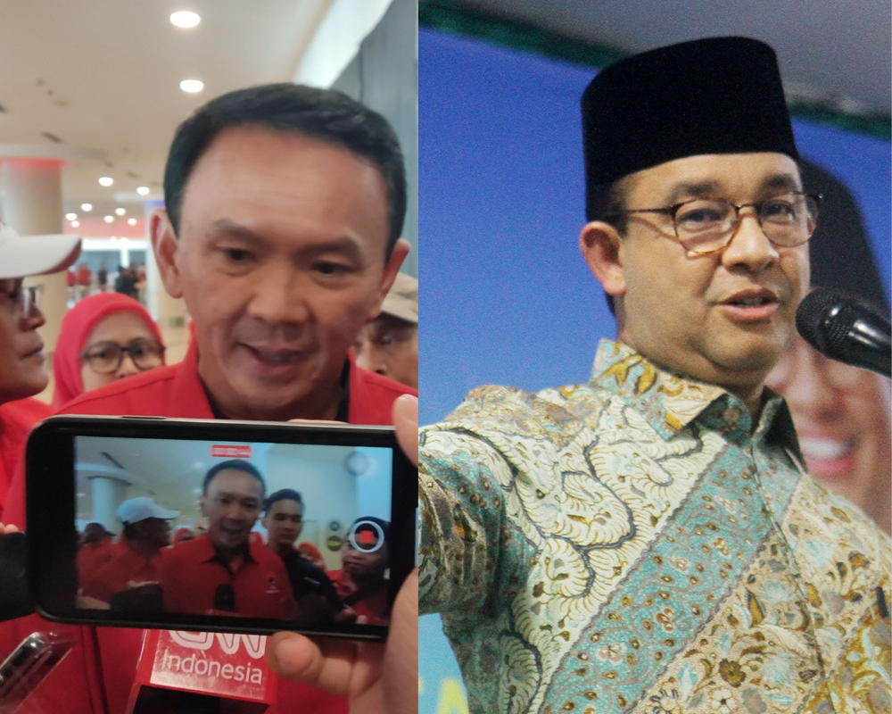 Simulasi tanding ulang Anies dan Ahok di Pilgub Jakarta 2024. (BeritaNasional/Ahda/Oke Atmaja)