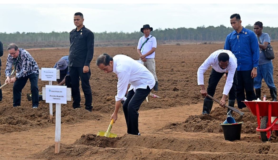 Presiden Jokowi Kampung Sermayam, Distrik Tanah Miring, Kabupaten Merauke, Provinsi Papua Selatan. (Foto/BPMI).