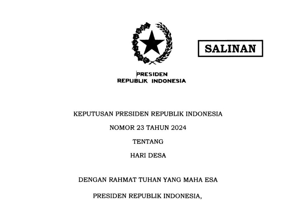 Pemerintah mengumumkan 15 Januari sebagai Hari Desa Nasional. (BeritaNasional/Doc. Setkab)