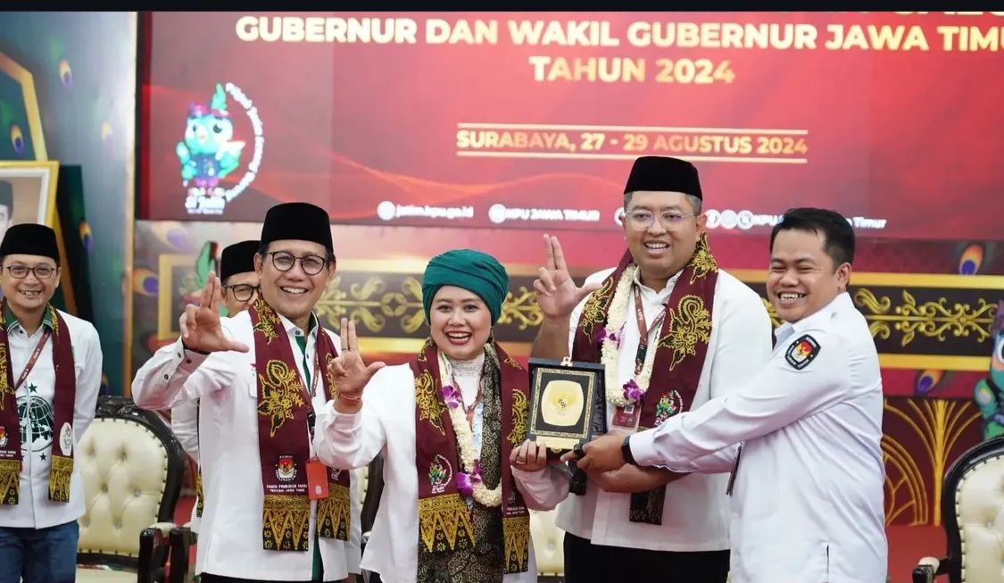 Bakal calon Gubernur Jawa Timur Luluk Nur Hamidah dan bakal Cawagub Jawa Timur Lukmanul Khakim. (Foto/instagram/dpwpkbjatim).