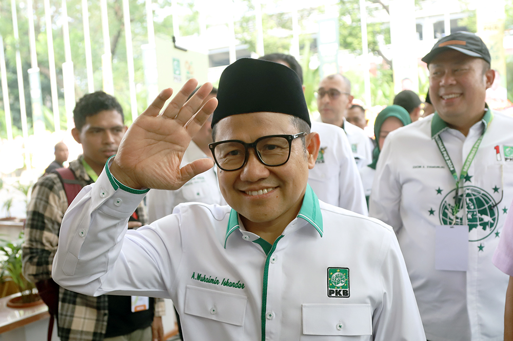 Ketum PKB Muhaimin Iskandar bakal mengantar paslon Luluk-Lukmanul mendaftar di KPU Jatim. (BeritaNasional/Elvis Sendouw)