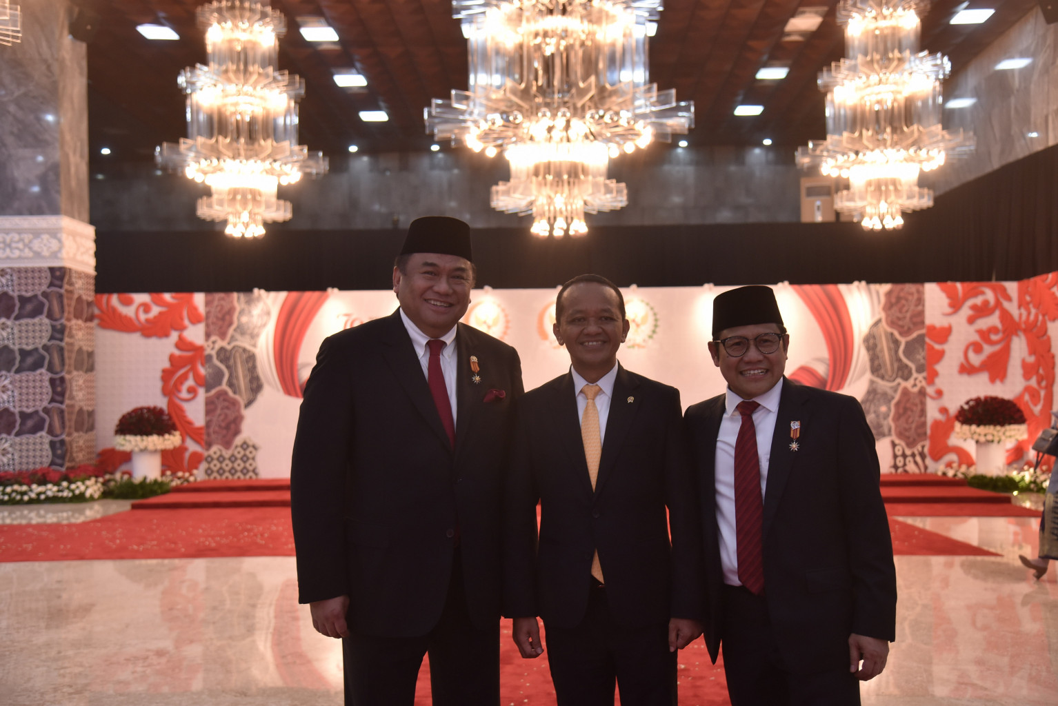 Wakil Ketua DPR sekaligus Ketum PKB Muhaimin Iskandar alias Cak Imin (kanan) bersama Bahlil dan Rachmat Gobel. (Foto/dokumentasi DPR)