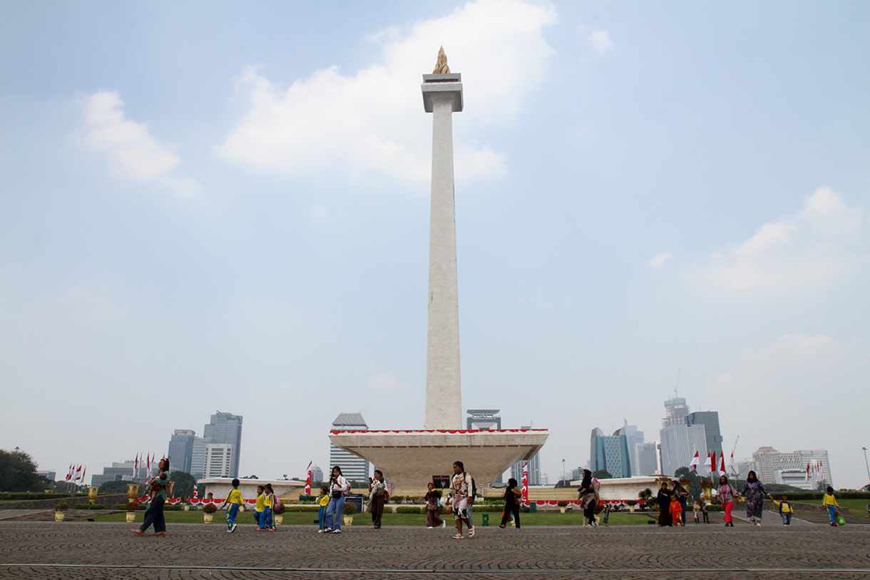 Monas menjadi lokasi berlangsungnya acara Gemilang Silang Monas dalam menyemarakkan HUT Ke-79 RI. (BeritaNasional/Oke Atmaja)