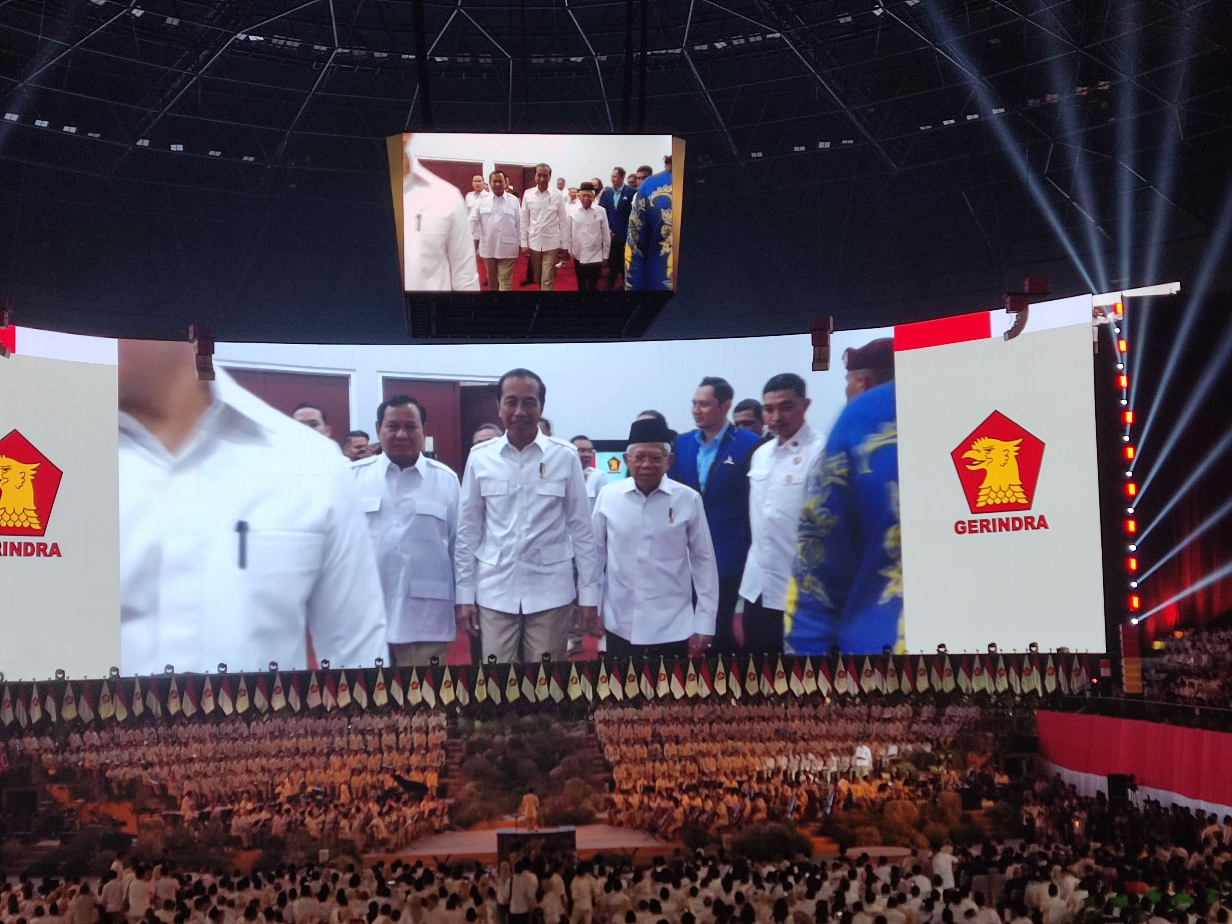 Presiden Jokowi menghadiri Rapimnas Gerindra. (BeritaNasional/Ahda)