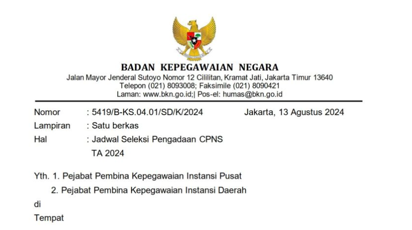 Jadwal pendaftaran CPNS 2024. (BeritaNasional/Doc. BKN)