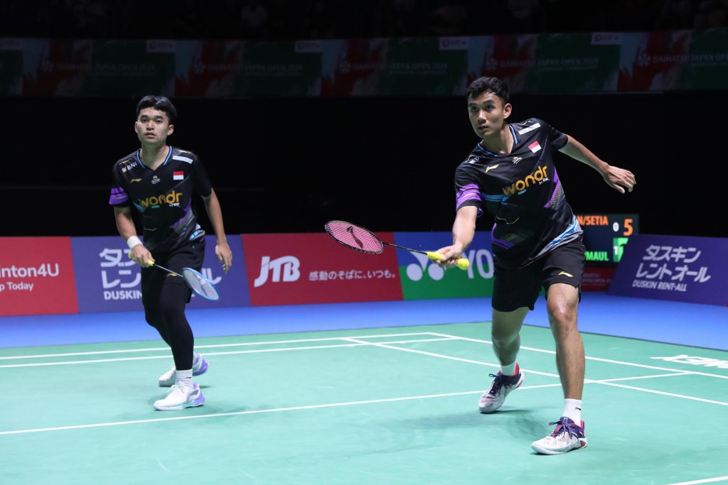 Ganda putra Indonesia Leo/Bahas di ajang Japan Open 2024. (Foto/PBSI)