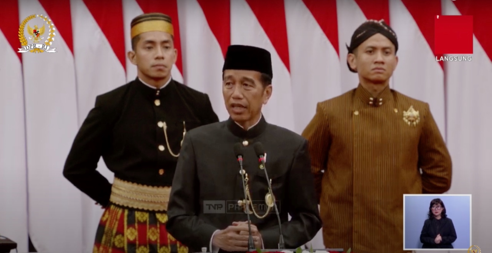 Presiden Jokowi saat pidato di sidang tahunan 2024. (Foto/Tv Parlemen).