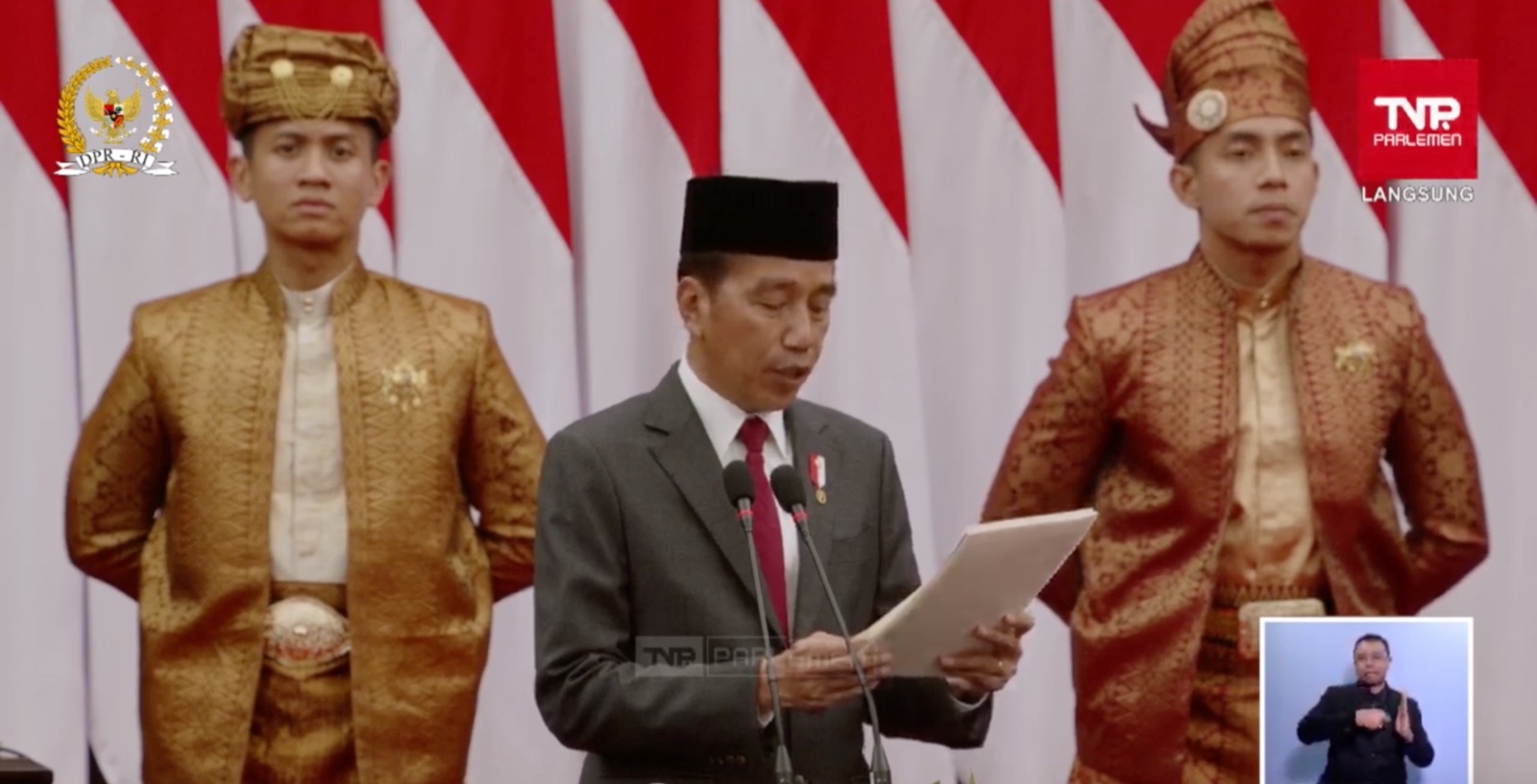 Presiden Jokowi dalam Sidang Paripurna DPR RI dan Pembacaan Nota Keuangan. (Foto/Tv Parlemen).